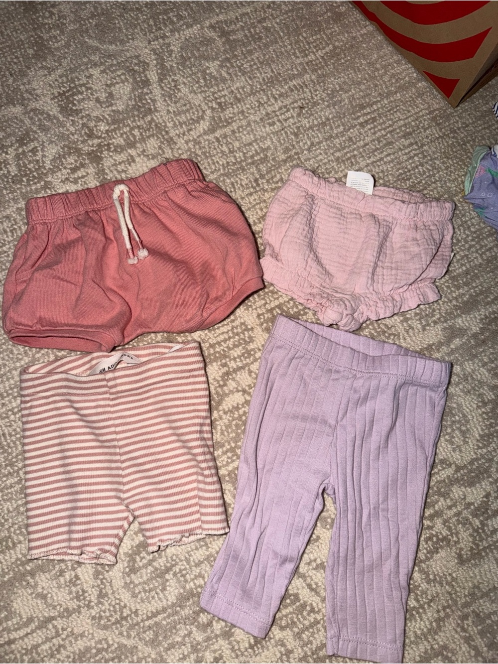 Baby 0-3 Pink & Lavender Mixed Bottoms - 4-Pack